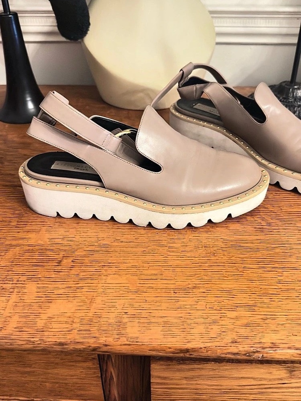 Stella McCartney Elyse Slingback Platform Shoes Mules taupe size 38